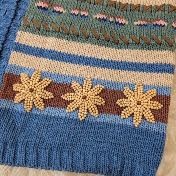 Cambridge Dry Goods Company Linen Blend Knit and Bead Cardigan Size Small - Picture 2 of 11